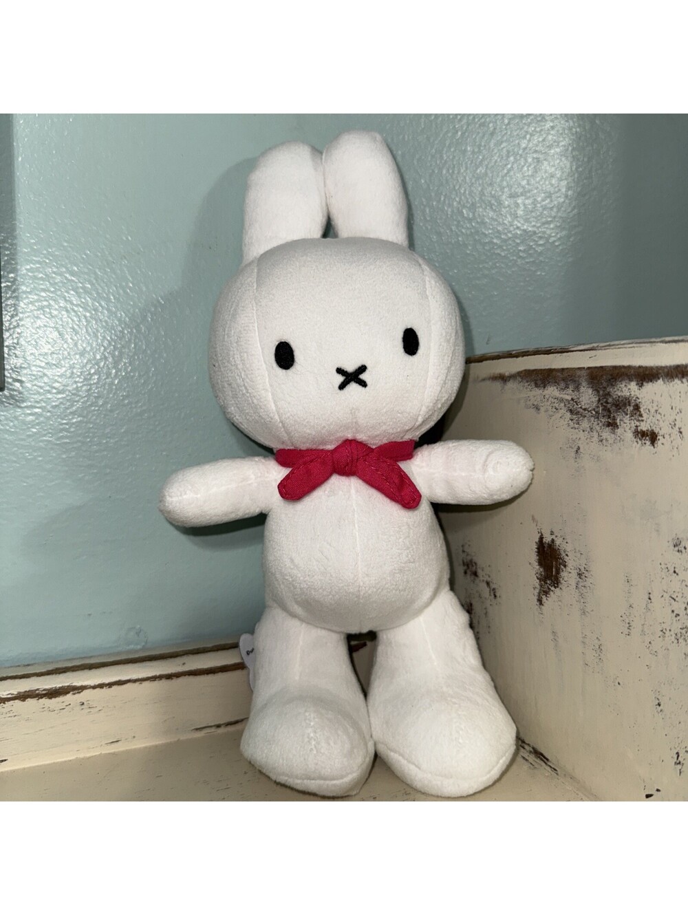 Bon Ton Toys Nijntje Miffy Bunny Rabbit Plush 9 Inches Tall Dutch Pink Neckbow